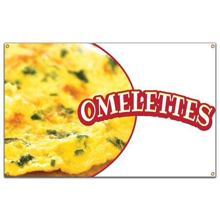 Signmission Omelettes Banner Concession Stand Food Truck Single Sided B-72 Omelettes19